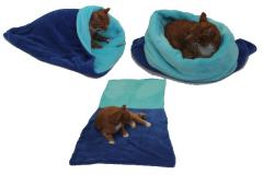 Spací pytel pro kočky XL - modrá/tyrkysová