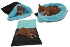 Spací pytel pro kočky XL - tmavě šedá/tyrkysová