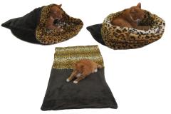 Spací pytel pro kočky XL - tmavě šedá/leopard