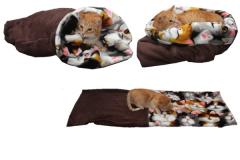 Spací pytel pro kočky XL - tmavě hnědá/kočky 