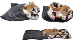 Spací pytel pro kočky XL - šedá/kočky