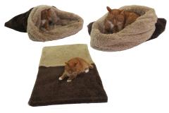 Spací pytel pro kočky XL - DE LUXE - tmavě hnědá/béžová