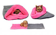 Spací pytel pro šťěňátka/koťátka - šedá/tmavě růžová