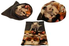 Spací pytel pro štěňátka/koťátka - šedá/kočka