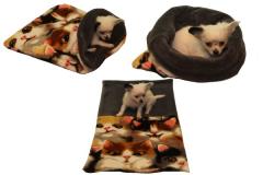 Spací pytel pro štěňátka/koťátka - kočka/šedá