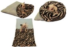 Spací pytel pro štěňátka/koťátka - světle modrá/zebra