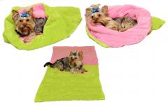 Spací pytel pro psy XL - světle zelená/růžová