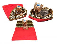 Spací pytel pro psy XL - červená/leopard