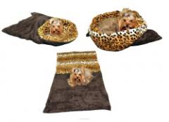 Spací pytel pro psy XL - tmavě šedá/leopard  