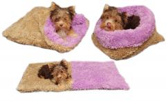 Spací pytel pro štěňátka/koťátka - béžová/fialová - DE LUXE