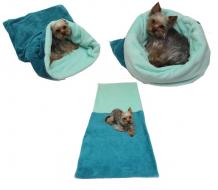 Spací pytel pro psy XL - tmavě zelená/světle tyrkysová