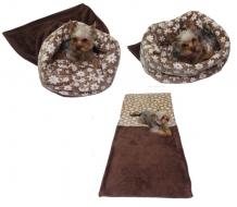 Spací pytel pro psy XL - tmavě hnědá/hnědé kytičky