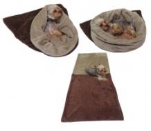 Spací pytel pro psy XL - tmavě hnědá/béžová