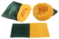 Spací pytel pro štěňátka/koťátka - tmavě zelená/žlutá