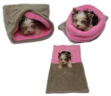 Spací pytel pro šťěňátka/koťátka - béžová/světle růžová