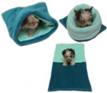 Spací pytel pro šťěňátka/koťátka - tmavě zelená/světle tyrkysová