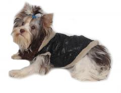 Zimní vesta s kapucí - Marysa - černá/béžová