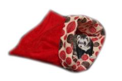 Spací pytel pro fretky - červená/červená kolečka