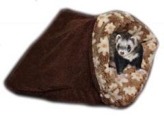 Spací pytel pro fretky - tmavě hnědá/hnědé kytičky