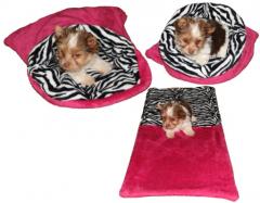 Spací pytel pro šťěňátka/koťátka - fuchsiová/zebra