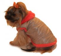 Zimní vesta s kapucí - Marysa - béžová/oranžová  