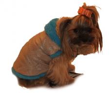 Zimní vesta s kapucí - Marysa - béžová/modrá