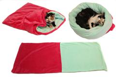 Spací pytel pro kočky XL - růžová/tyrkysová