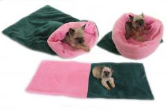Spací pytel pro psy XL - tm. zelená/sv. růžová