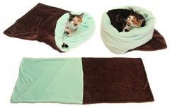 Spací pytel pro kočky XL - hnědá/tyrkysová