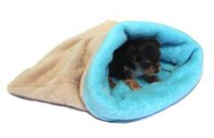 Spací pytel pro štěňátka/koťátka - béžová/tyrkysová