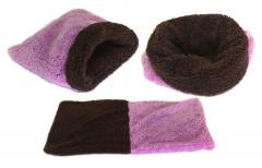 Spací pytel pro štěňátka/koťátka - fialová/tm. hnědá