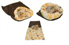 Spací pytel pro psy XL - hnědá/tlapky