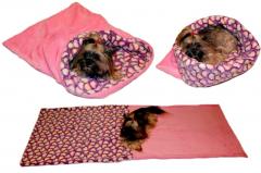 Spací pytel pro psy XL - růžová/srdíčka