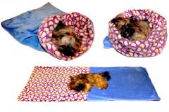 Spací pytel pro psy XL - sv. modrá/srdíčka