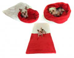 Spací pytel pro psy XL - srdíčka/červená