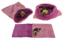 Spací pytel pro psy XL - DE LUXE - fialová/tm. fialová