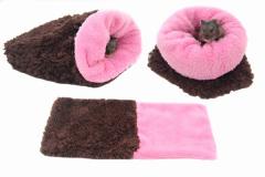 Spací pytel pro křečky XS - sv.růžová/tm.hnědá - DE LUXE